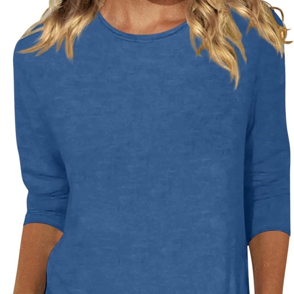 Timeout M Women's Casual 3/4 Sleeve T-Shirts Oval Neck Cute Top Tops Basic Tees